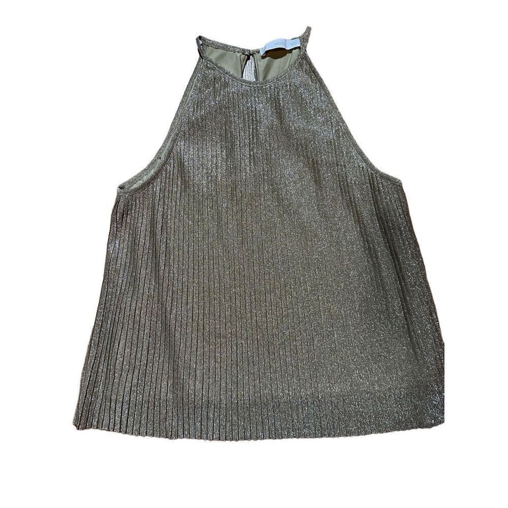 MNG women’s Gold Silver‎ Textured shimmer metallic tank blouse sz M